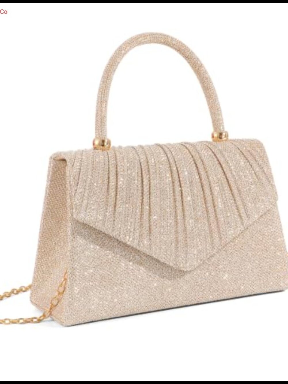 Women's Clutch Evening Bag with Handle and Detachable Chain – Sequins, Magnetic